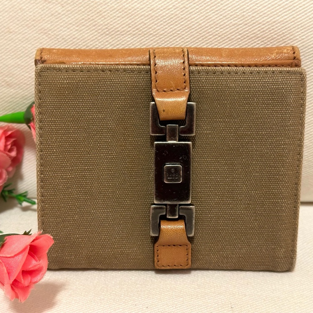GUCCI JACKIE BIFOLD DENIM AND LEATHER WALLET  🌟 AUTHENTIC 🌟